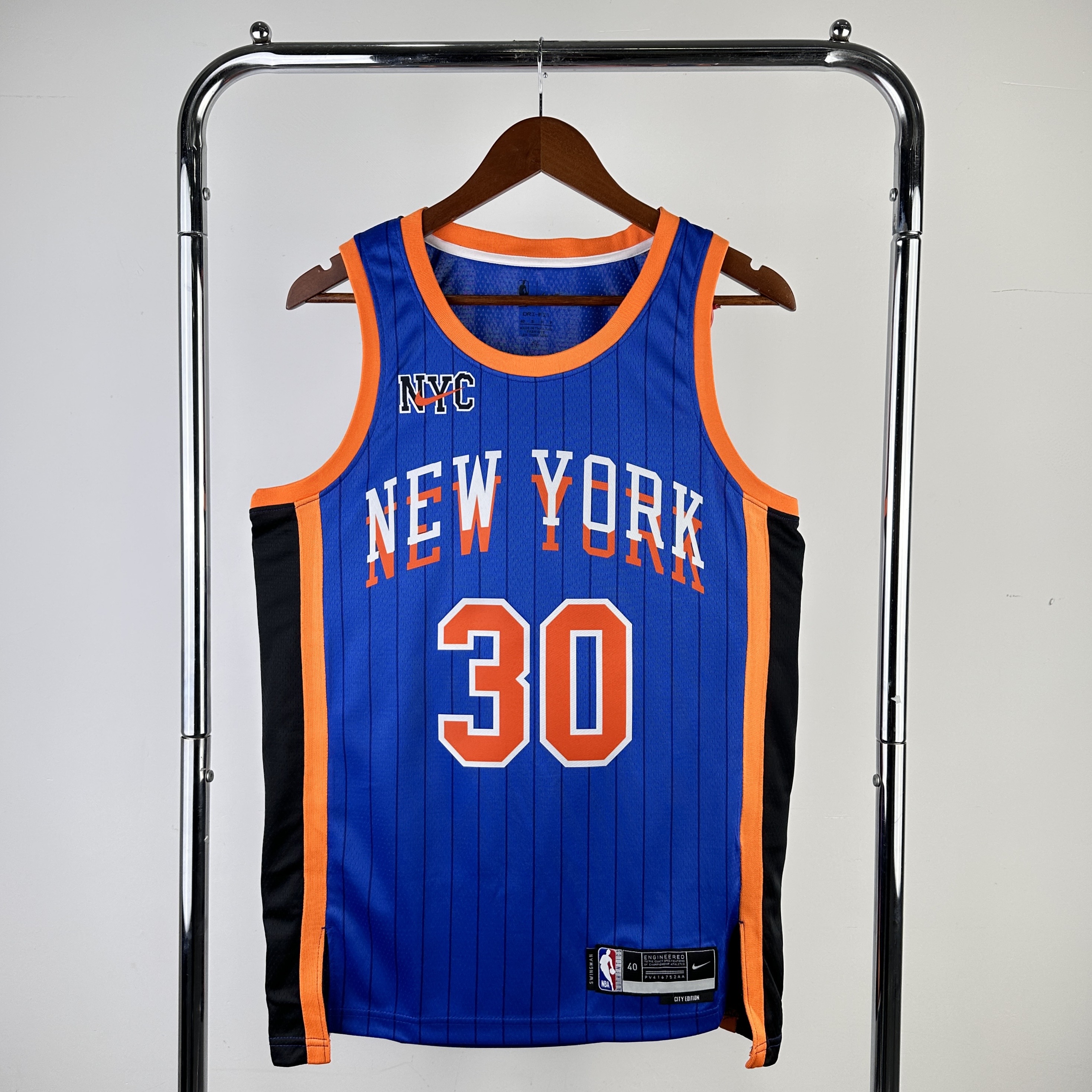 Men New York Knicks #30 Randle Blue City Edition Nike 2024 NBA Jersey->->NBA Jersey